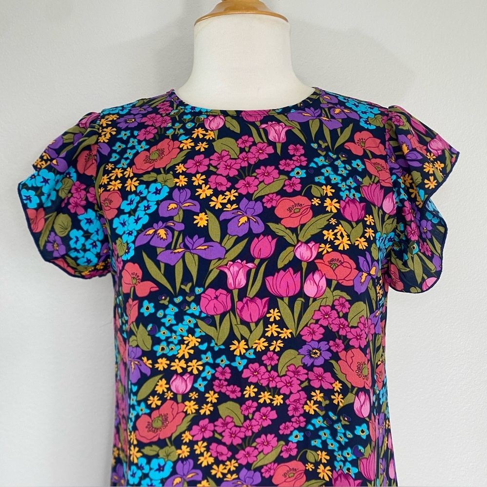 Amazon Women's Multicolor Floral Ruffle Lightweight Shift Dress Size Medium Boho - Picture 5 of 10
